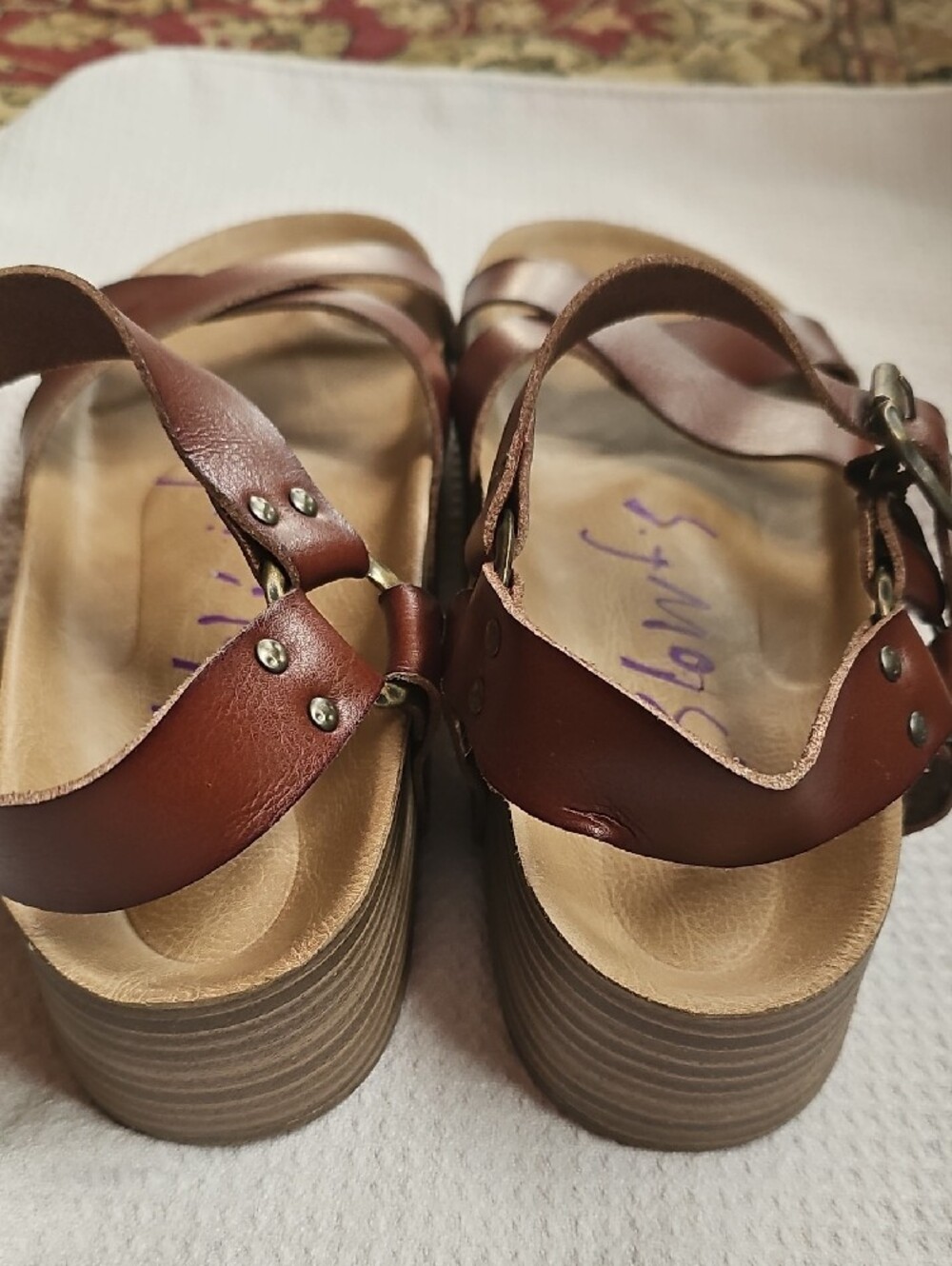 Women's Brown Strappy Leather Sandals - Picture 2 of 6